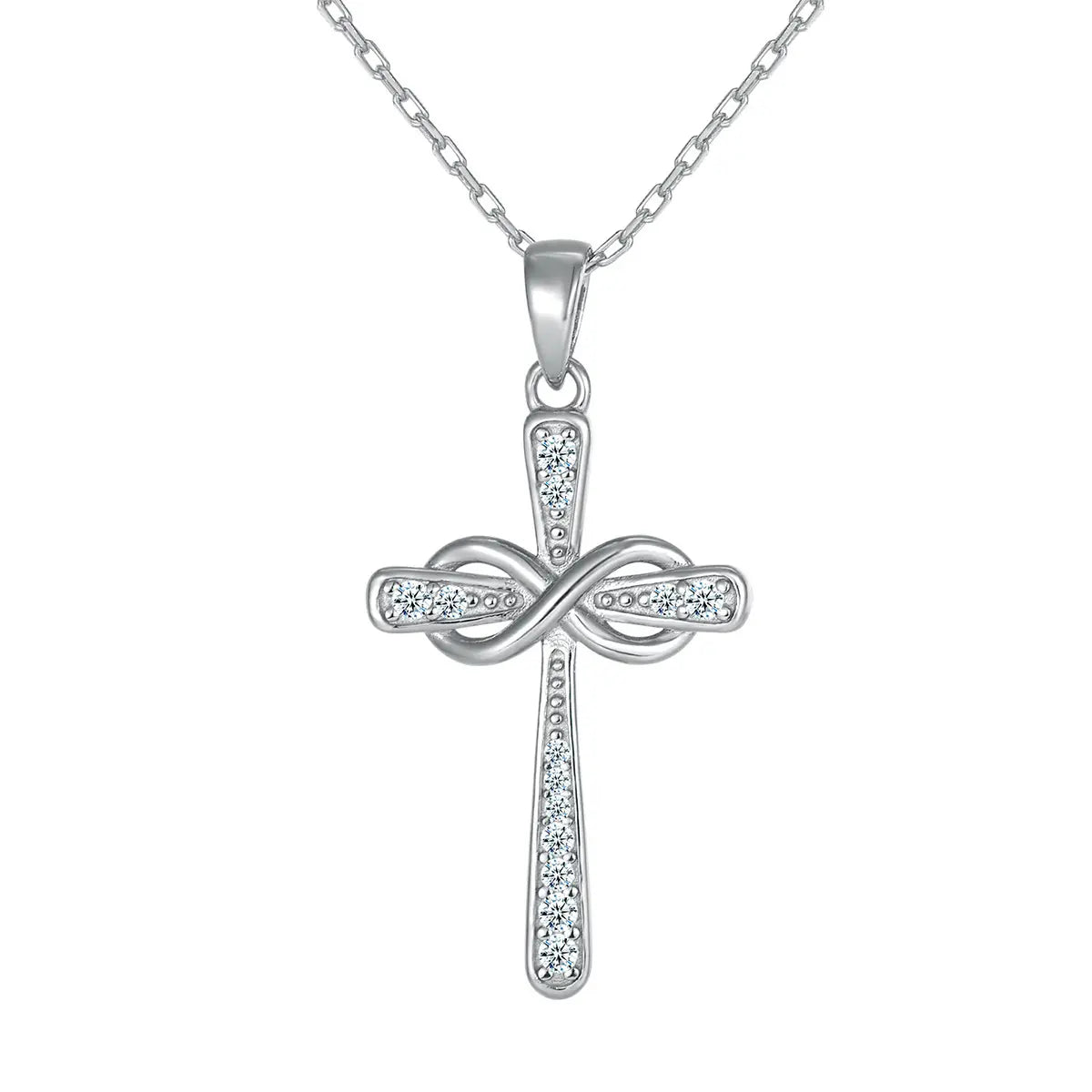 Collier croix en argent sterling S925 avec diamants du Mozambique
