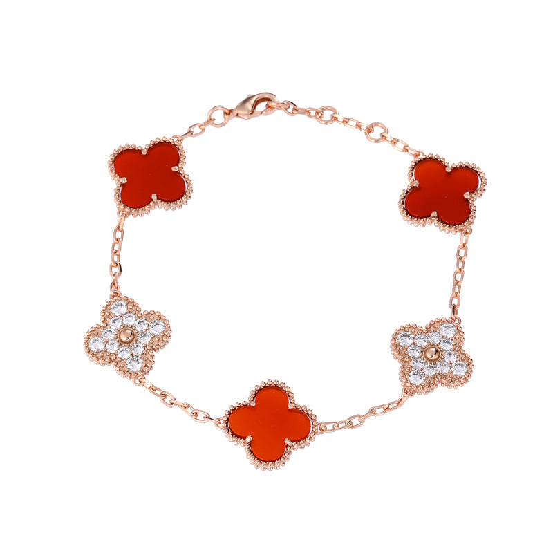 Light luxury four-leaf clover five-flower bracelet
