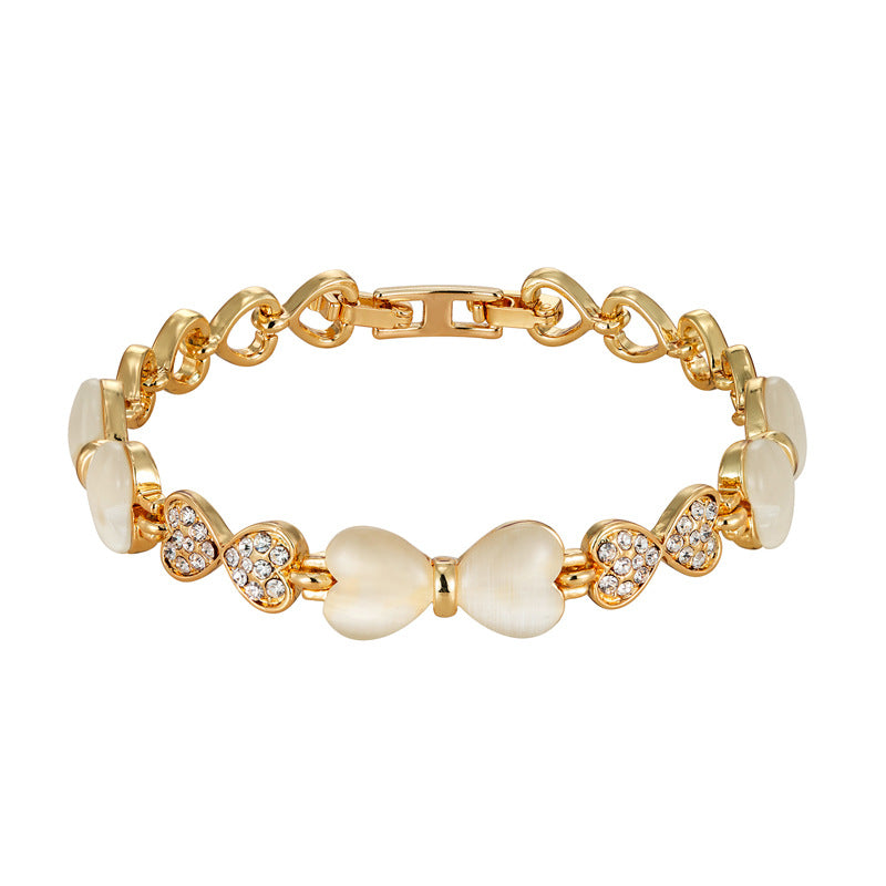 Baroque heart opal bow bracelet