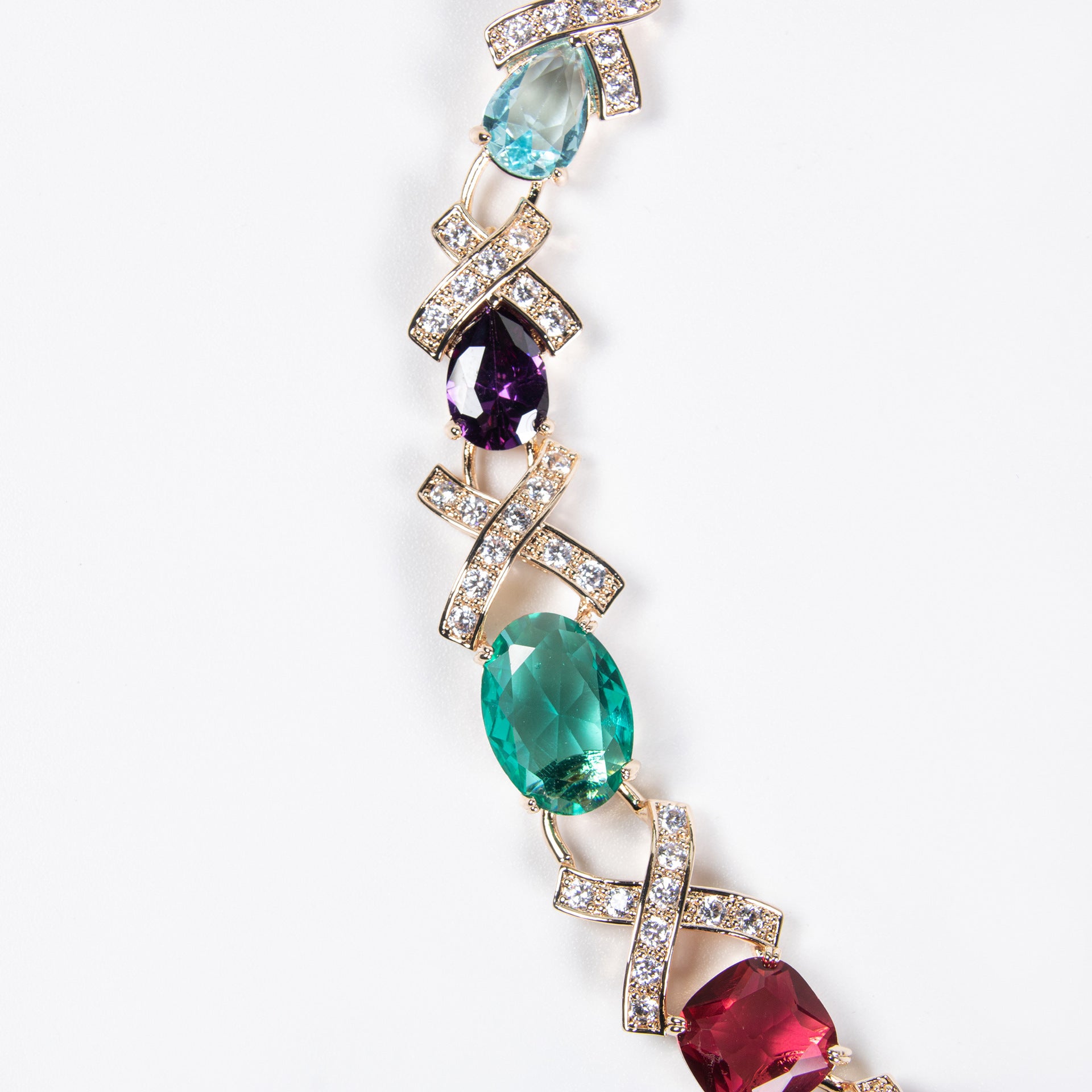 Luxury Blue Green Crystal Necklace and Earrings Jewelry Set