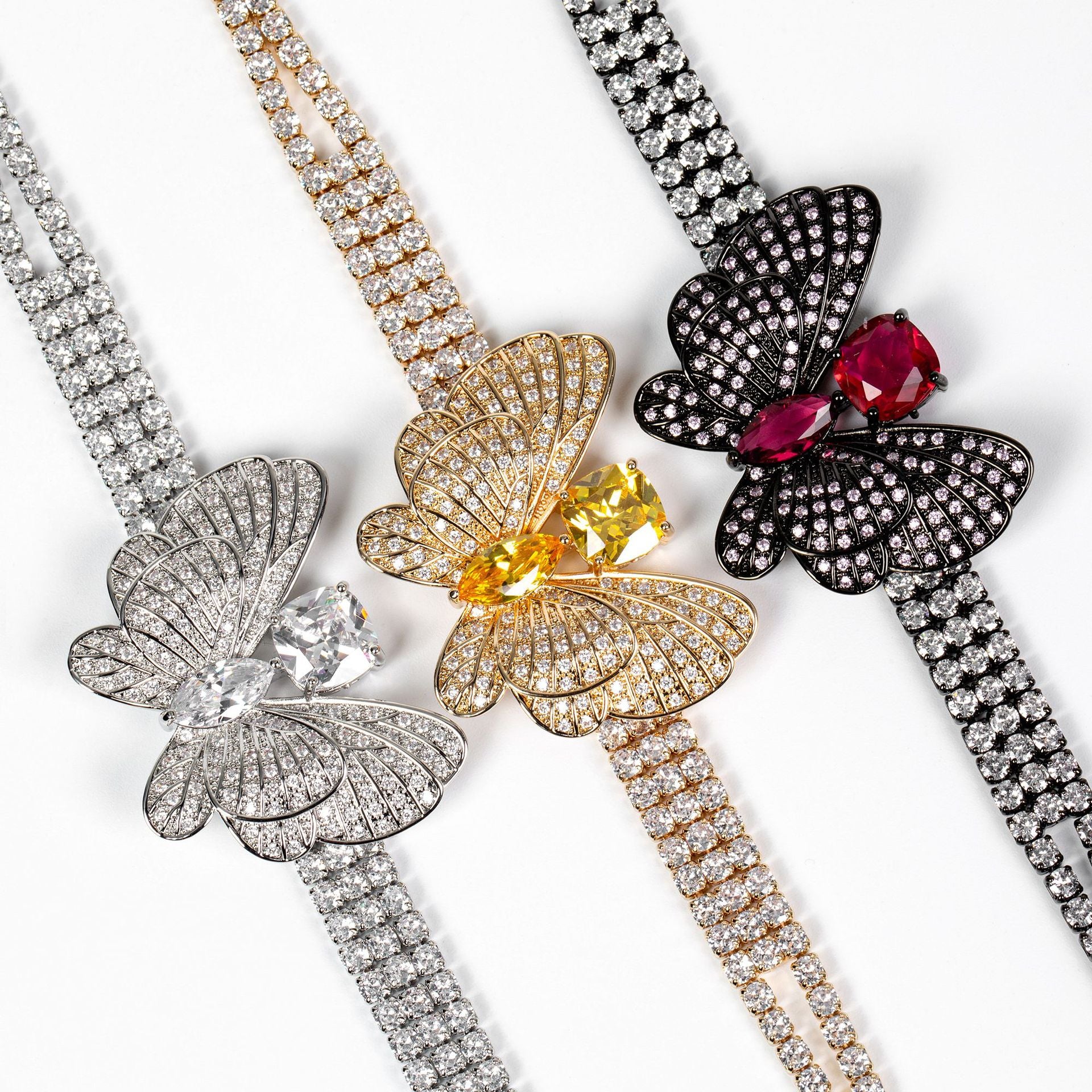 Sparkling Butterfly Bracelet with Yellow Gemstone Look for Women