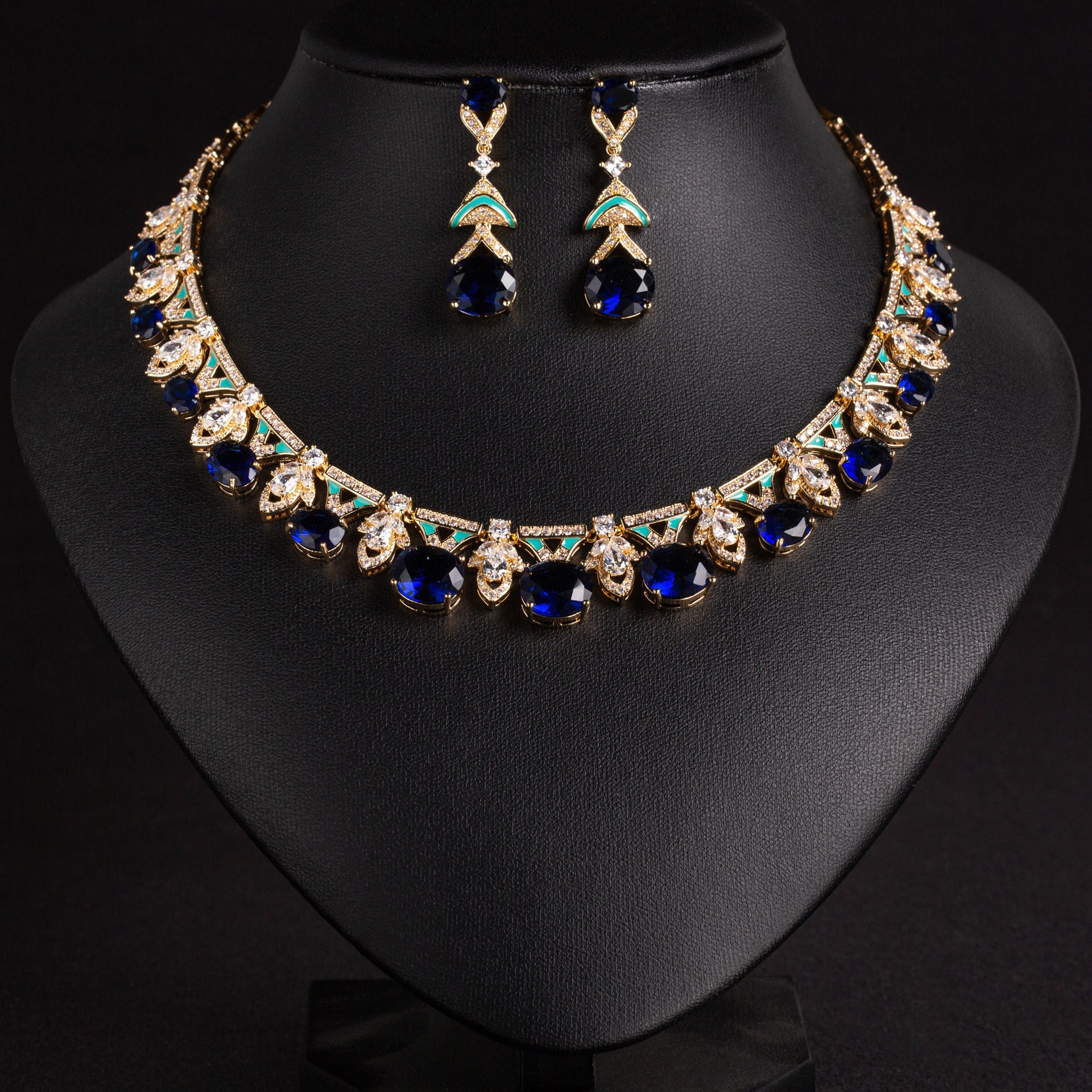 Luxury Amethyst Purple Crystal Necklace and Earrings Jewelry Set