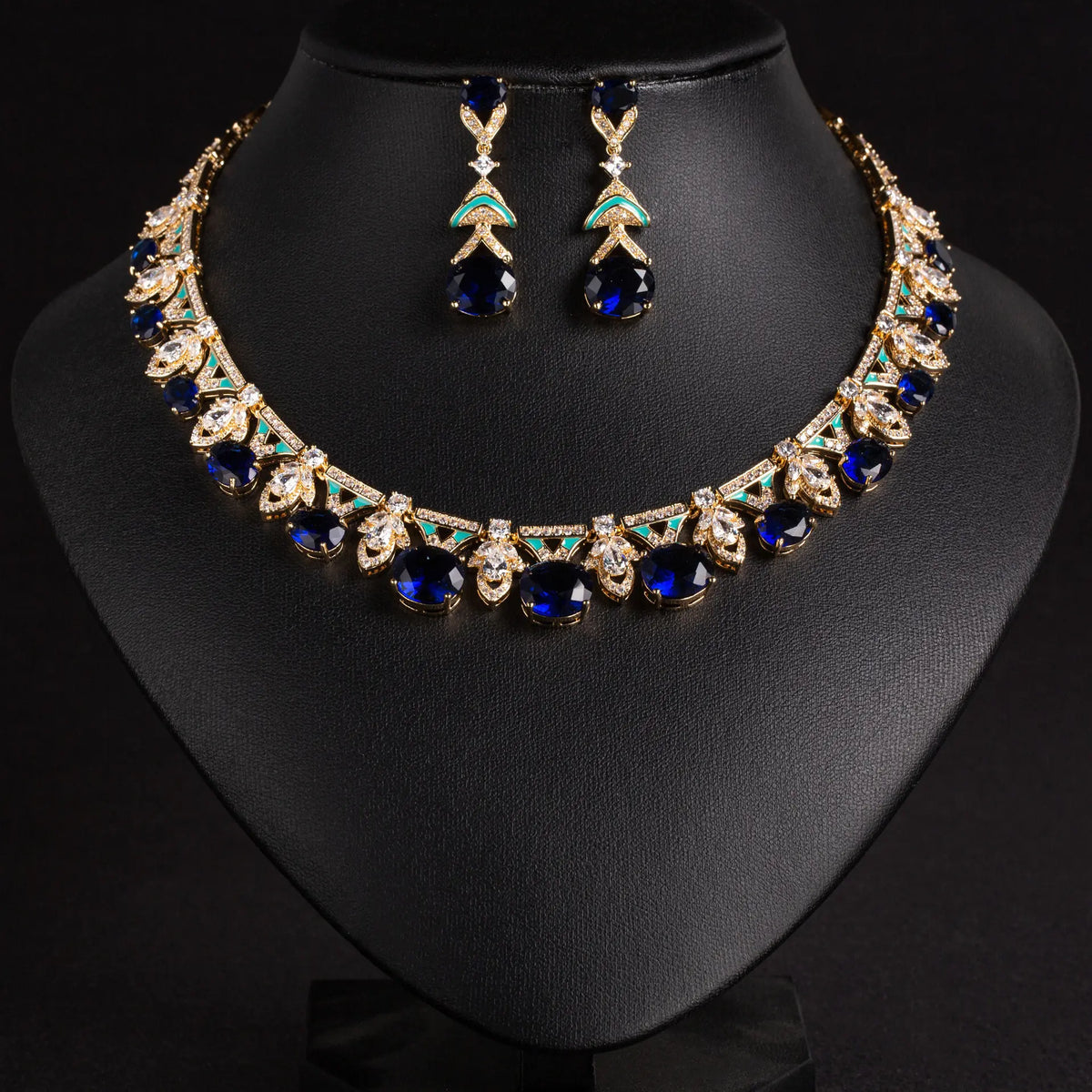 Parure de bijoux collier et boucles d'oreilles en cristal violet améthyste de luxe