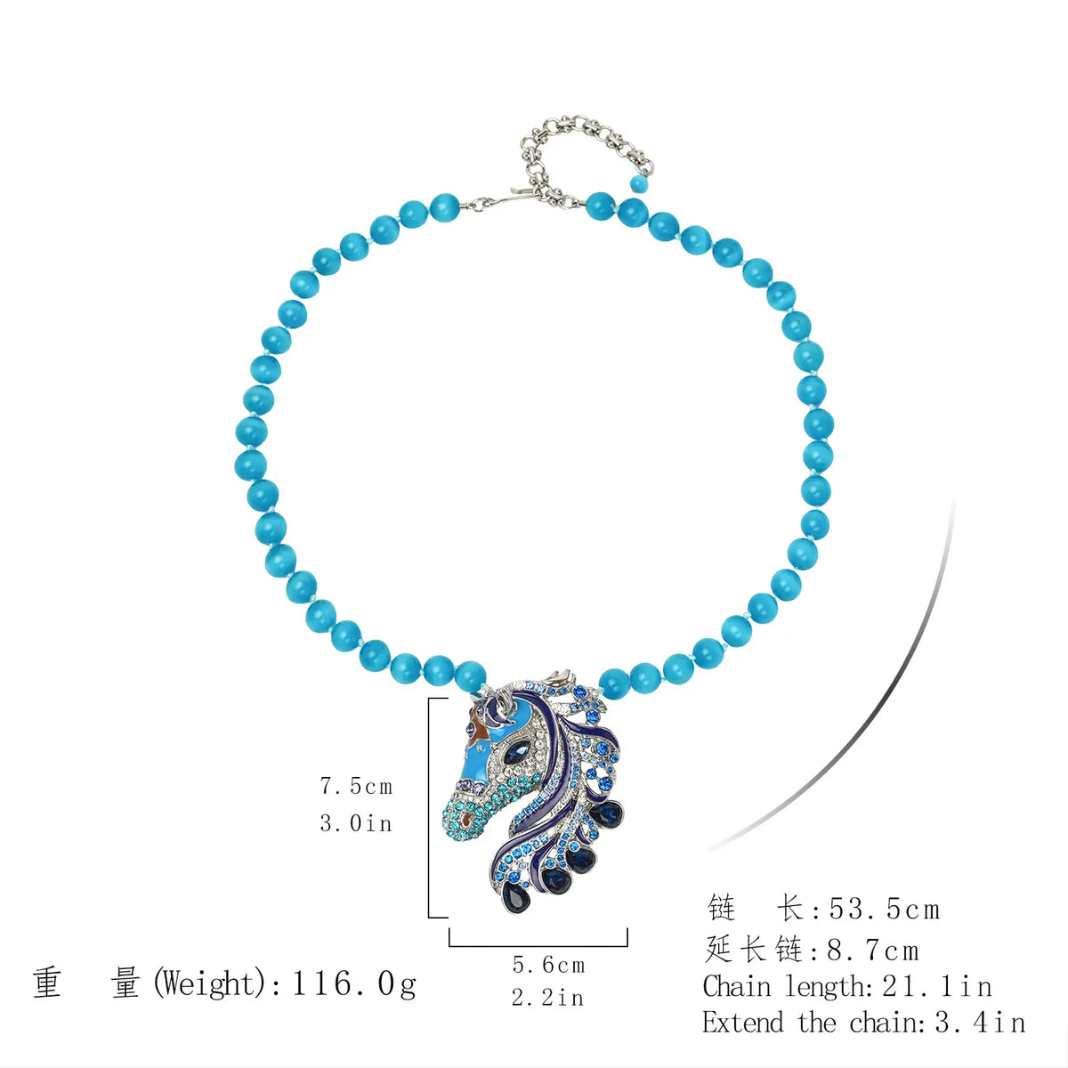 Collier en diamant tête de cheval de luxe léger à la mode