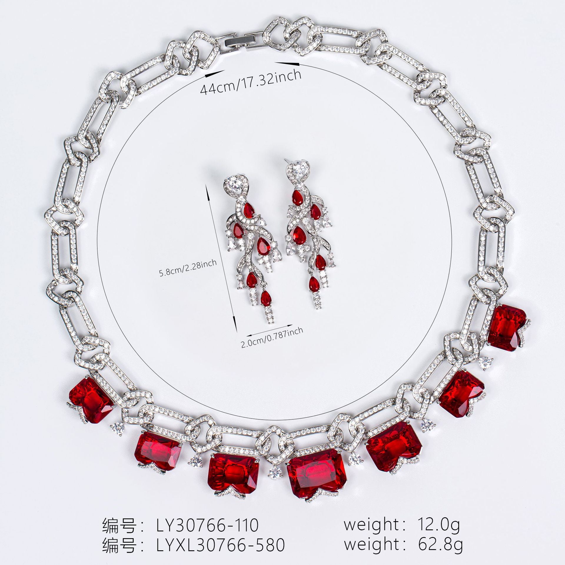 Luxury Multicolor Crystal Statement Necklace and Earrings Jewelry Set