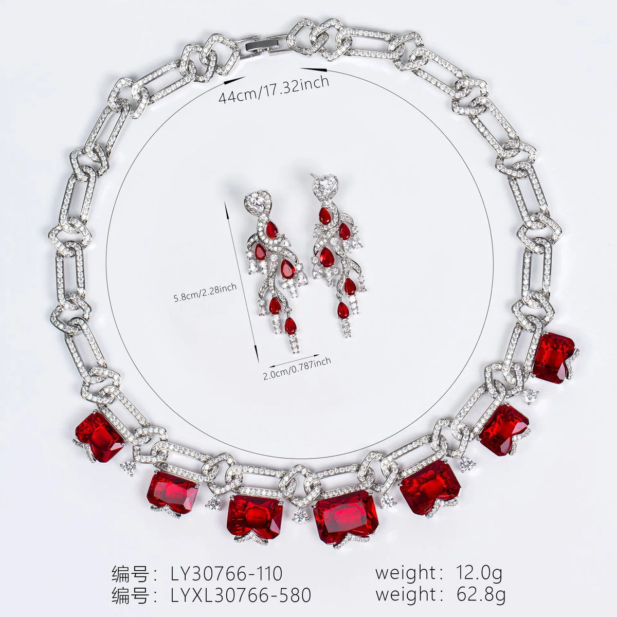 Luxury Multicolor Crystal Statement Necklace and Earrings Jewelry Set