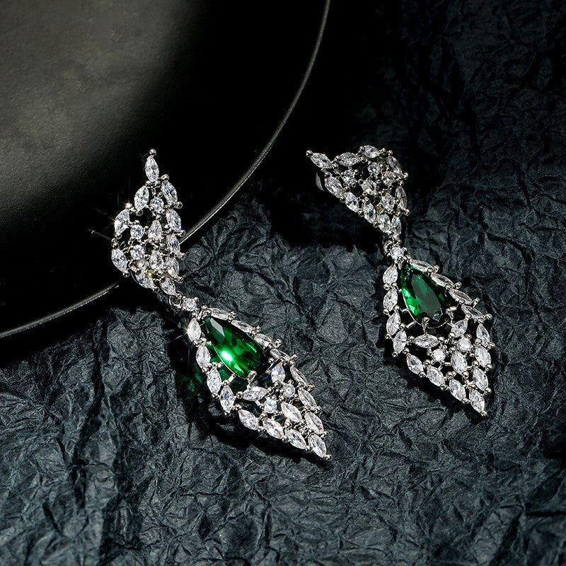 Luxury Zircon Wings Earrings Necklace Set