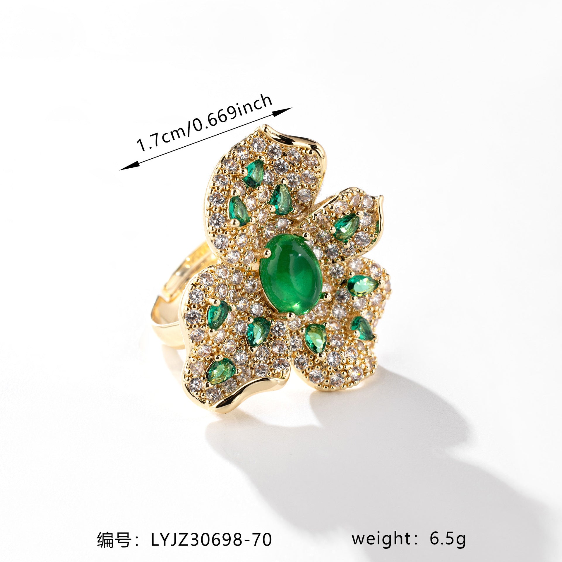 Vintage Gold Tone Red Crystal Flower Cocktail Ring for Women