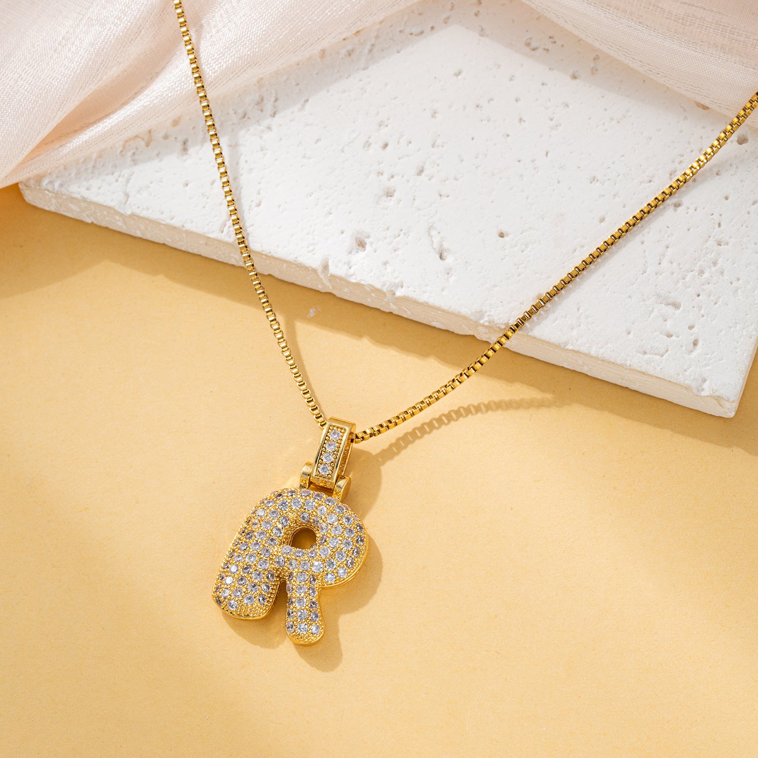 Creative fashion zircon fat 26 letter necklace