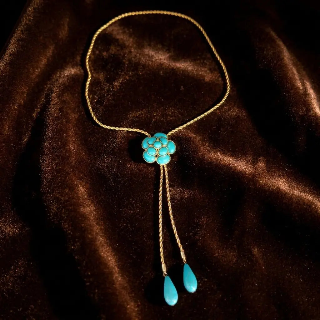 Qingdao, ensemble frangé de fleurs turquoise, chaîne de clavicule polyvalente pour femmes, style luxe léger, pour le bureau