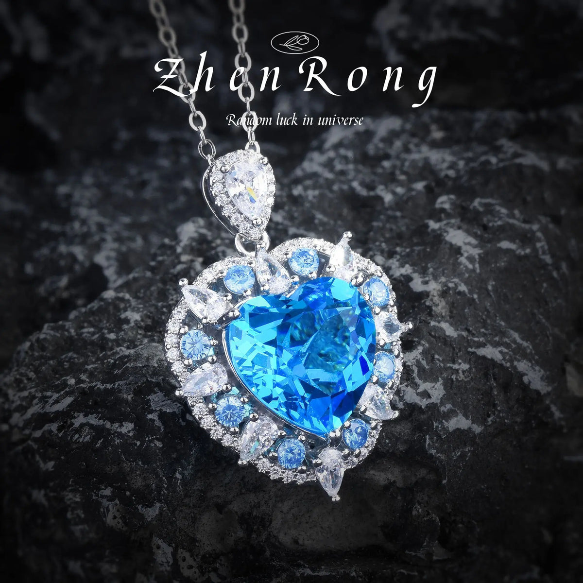 Ensemble de bijoux de luxe avec pendentif topaze, en forme de cœur, industriel lourd, coloré