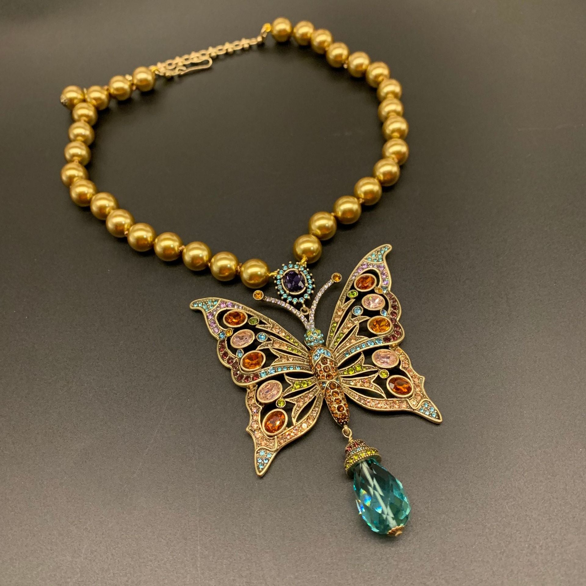 Medieval Fashion Butterfly Gem Necklace