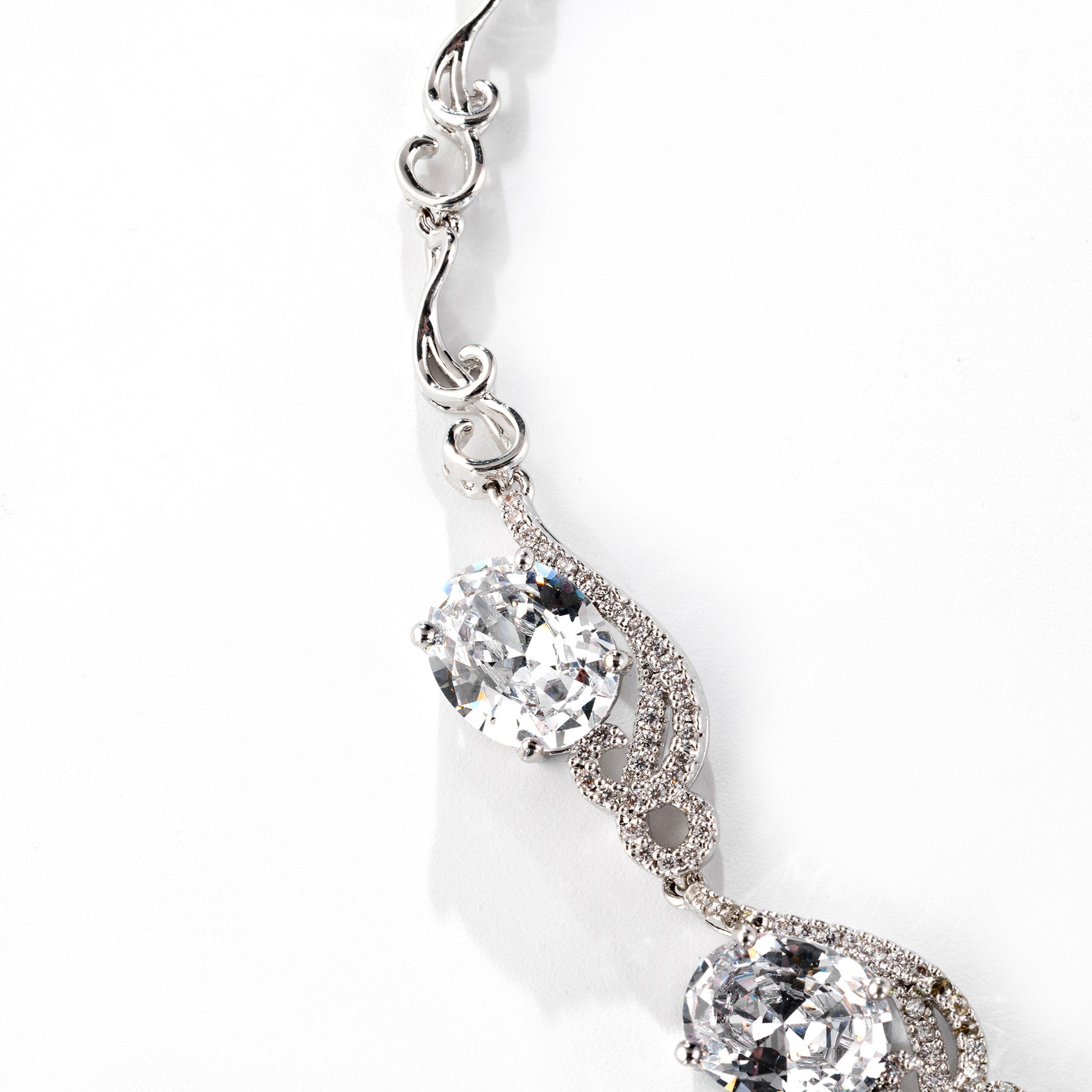 Luxury Clear Crystal Jewelry Set – Silver Tone Necklace Earrings Set for Women