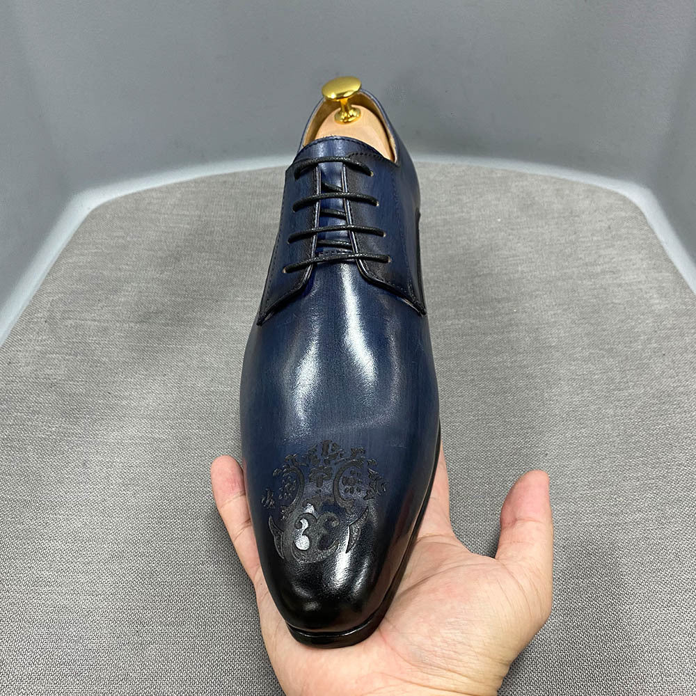 Men's Carved Pointed Business Dress Derby Shoes