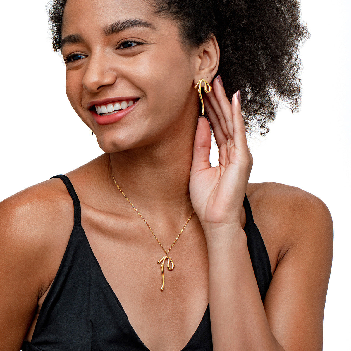 French Vintage 18K Titanium Steel Bow Earrings Necklace