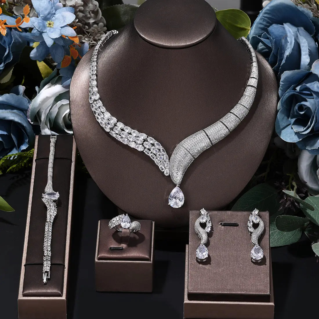 Parure de Bijoux de Luxe avec Cristaux Émeraude