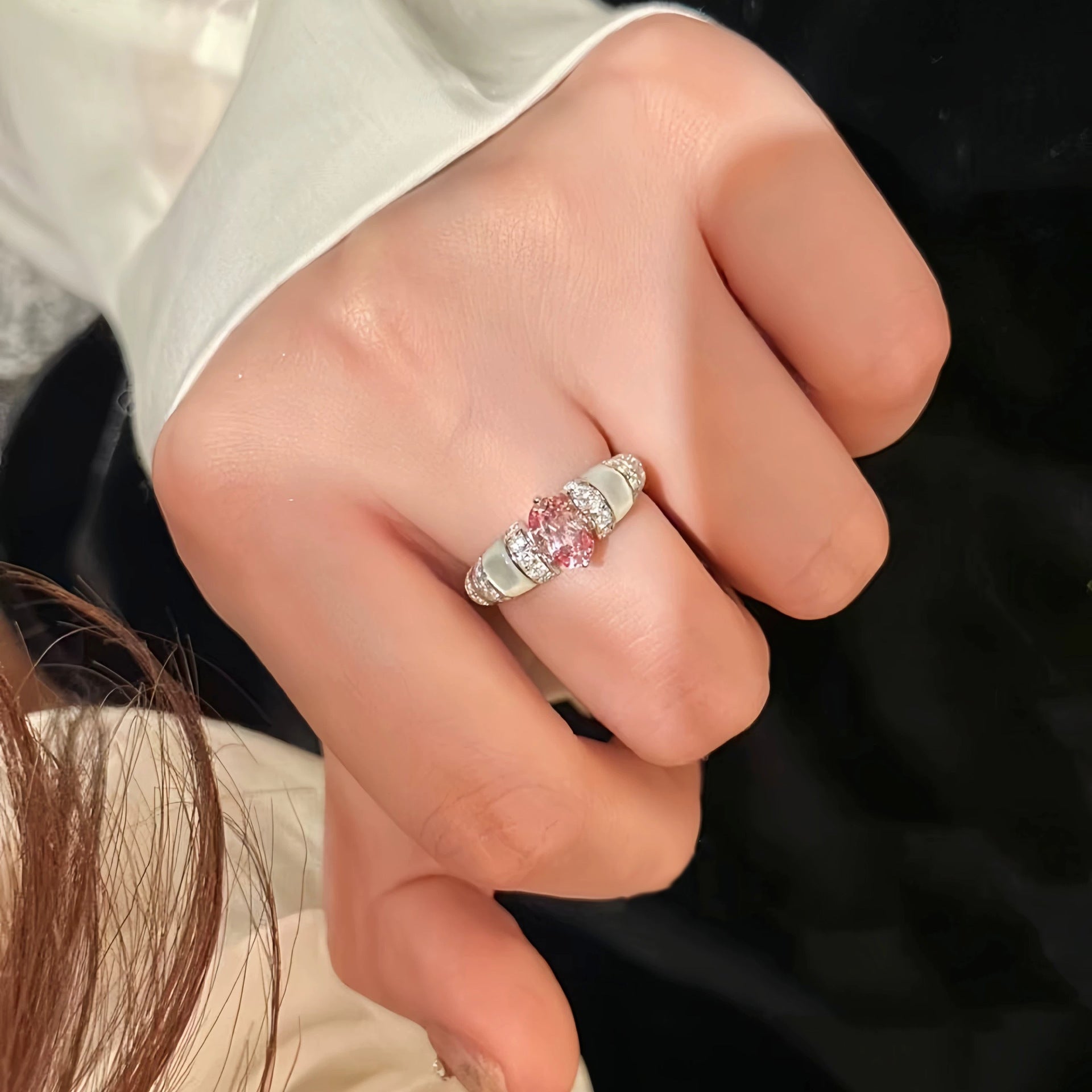 Bague de fritillaire naturelle en poudre de dopamine tendance