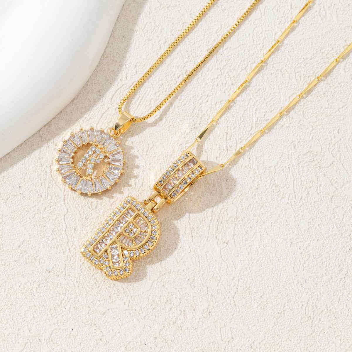 Full Diamond Rock Sugar 26 Letter Necklace