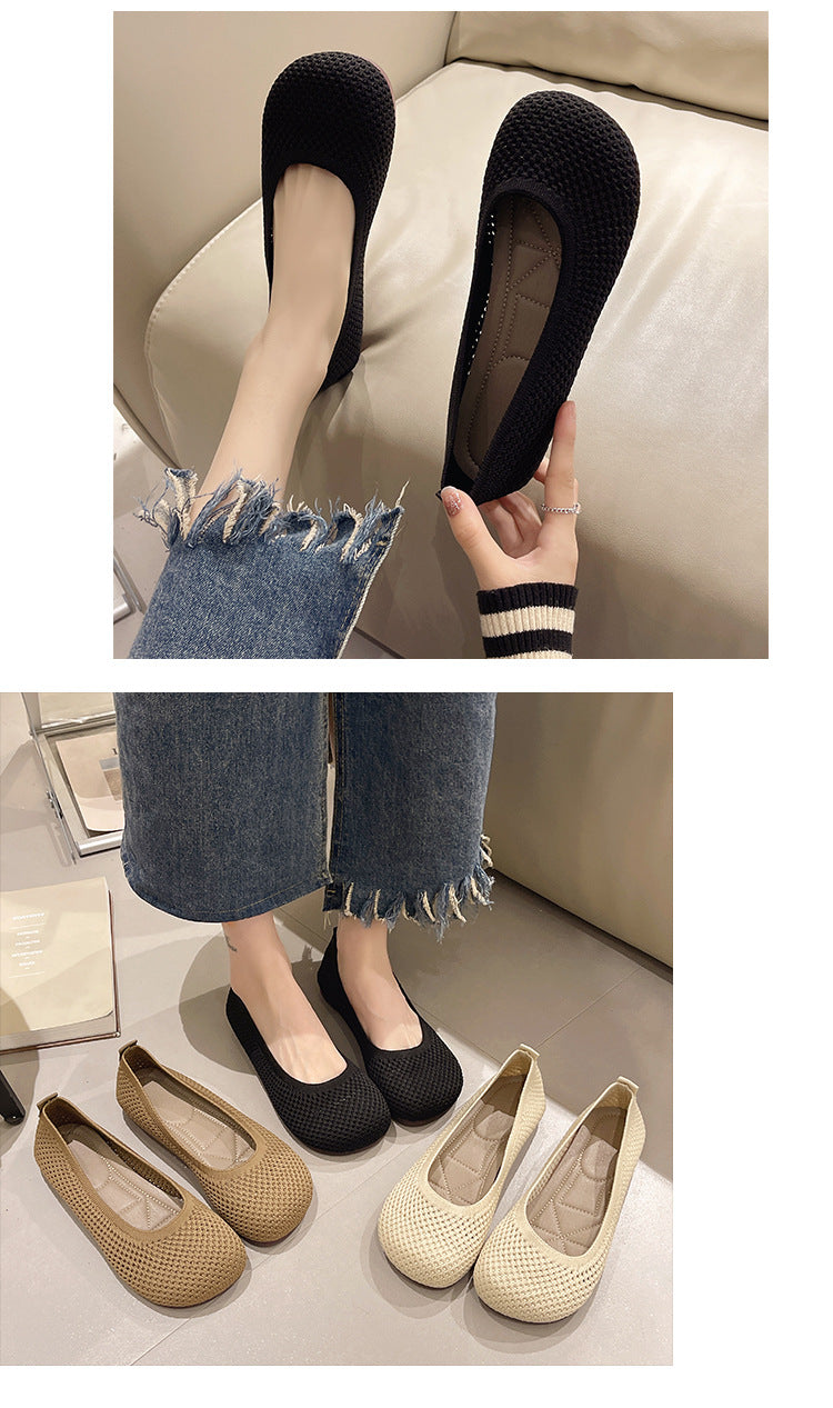 Woven Comfortable Breathable Round Head Women's Loafers