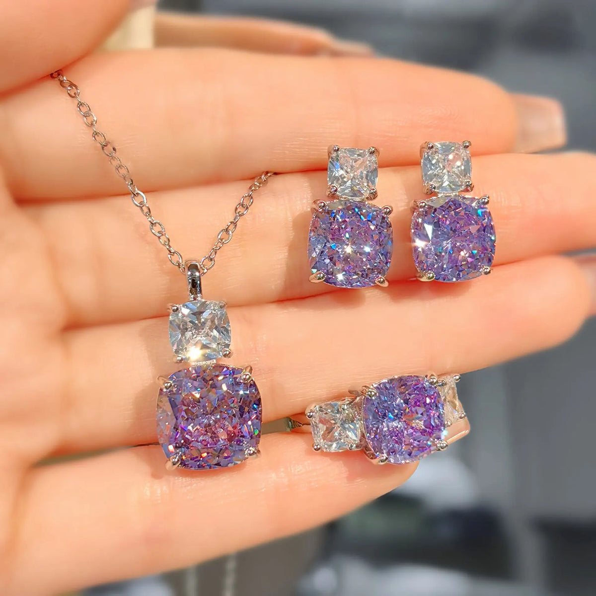 Parure de collier en diamants roses