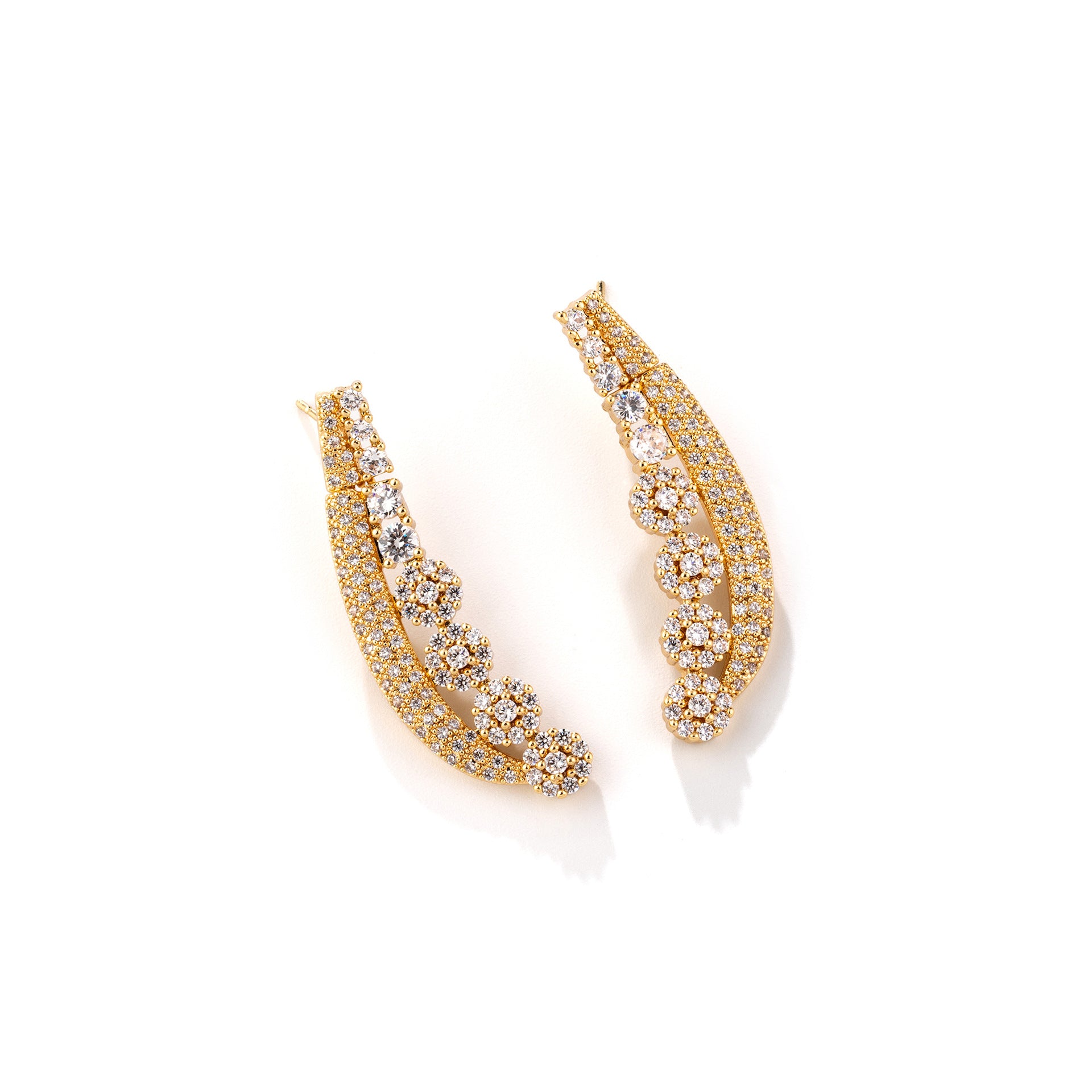 Elegant Gold Crystal Jewelry Set – V Shape Necklace Earrings for Women