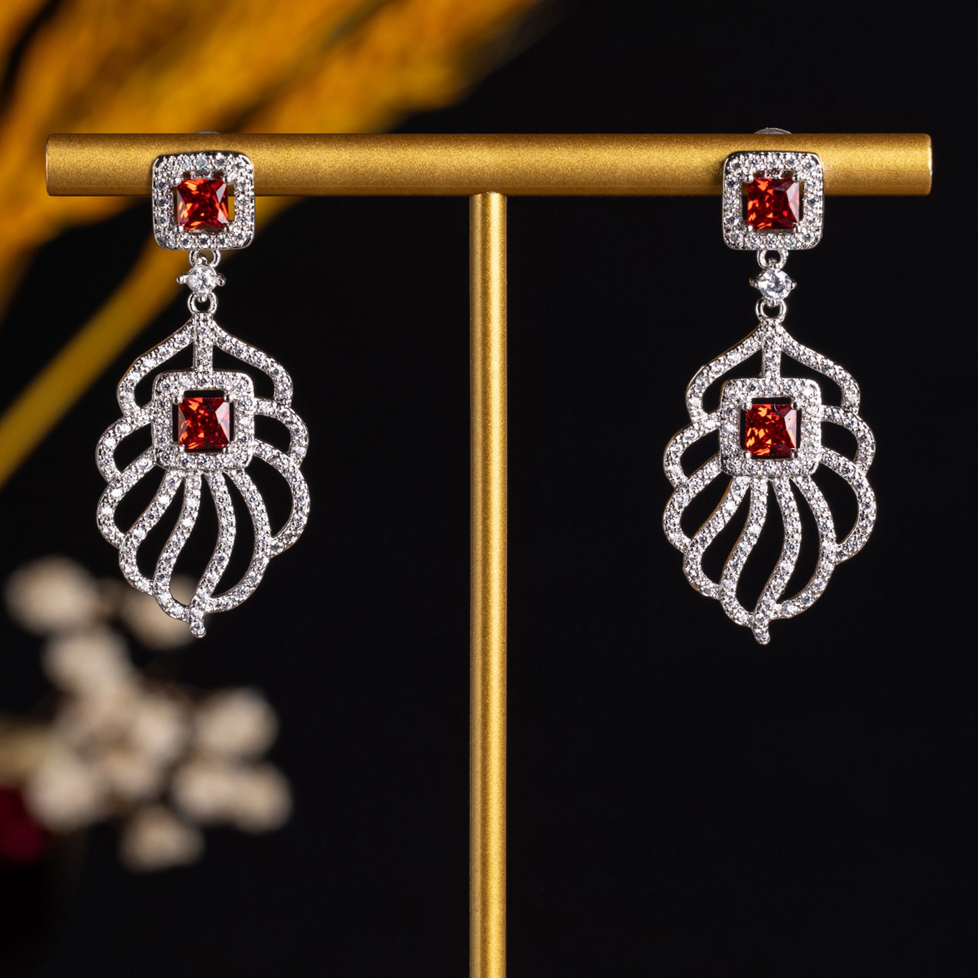 Elegant Emerald Green Crystal Statement Earrings for Evening Wear