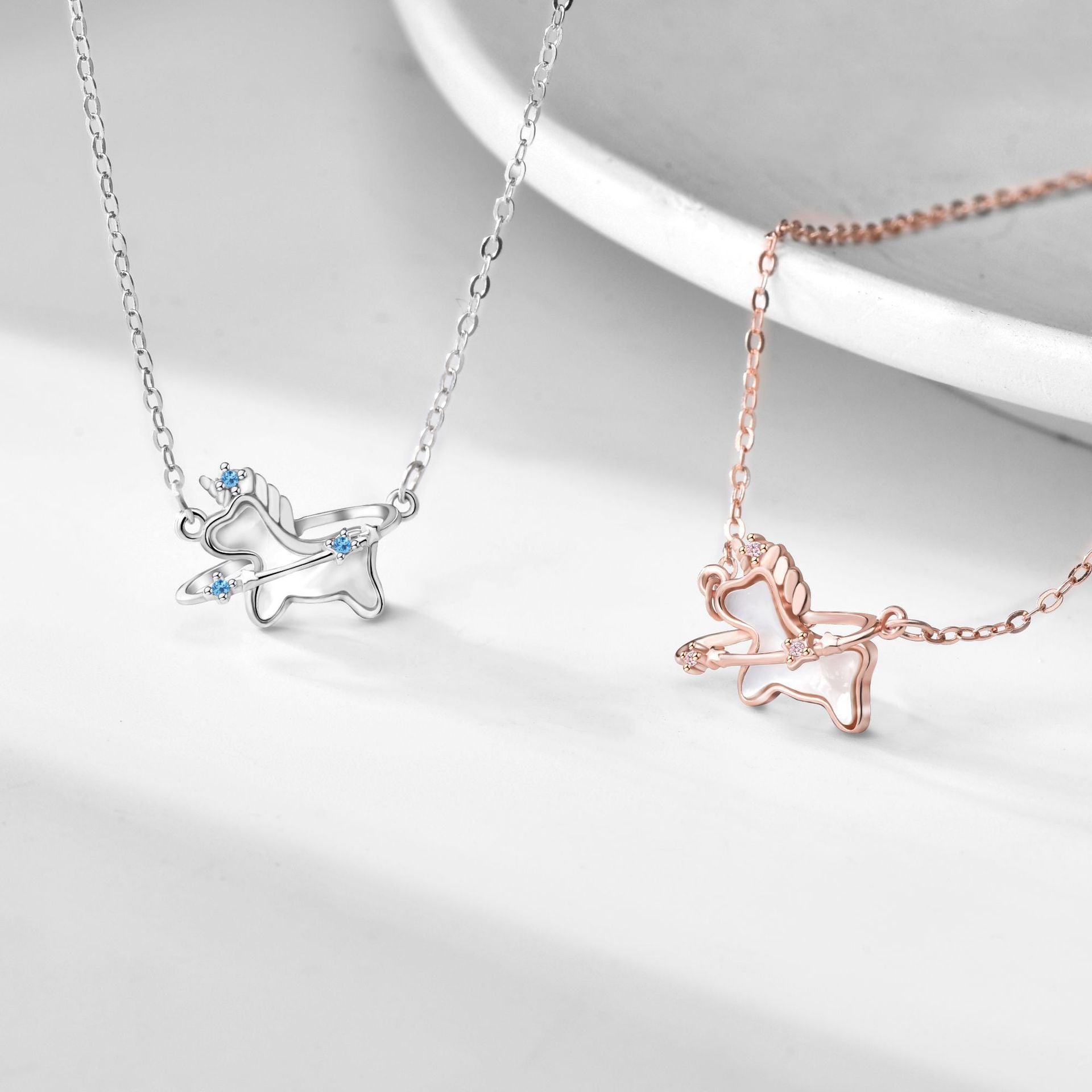 S925 Sterling Silver Fritillary Unicorn Necklace