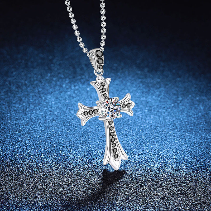 925 Sterling Silver Moissanite Cross Hip Hop Necklace