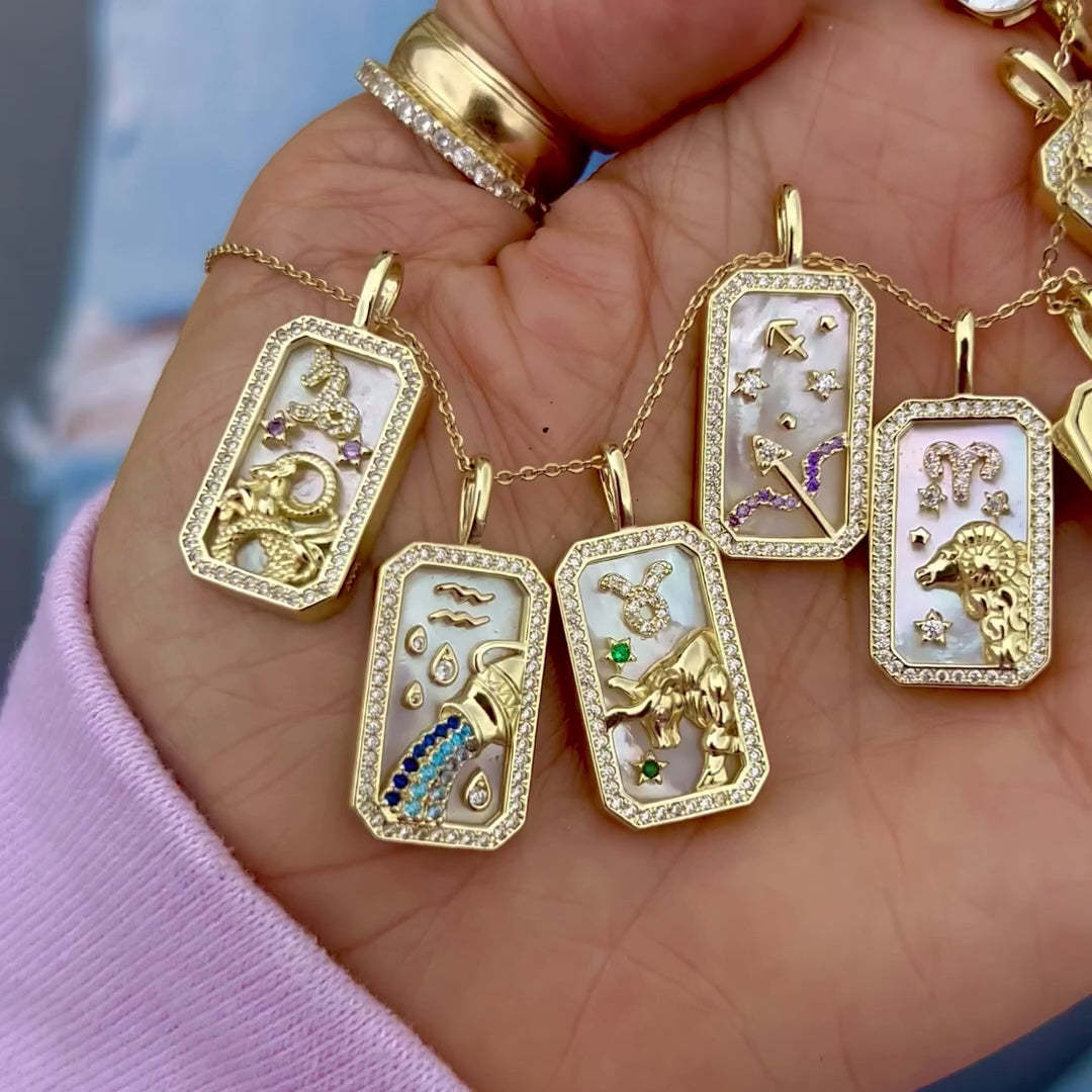 Fashion twelve constellations colored zircon necklace