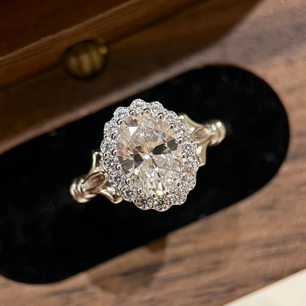 Bague S925 en argent sterling, forme œuf de pigeon, entièrement sertie de diamants