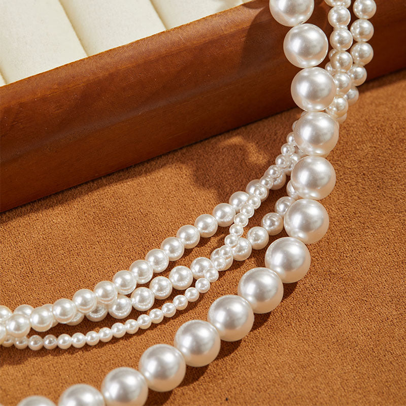 Stylish French Elegant Multilayer Artificial Pearl Necklace