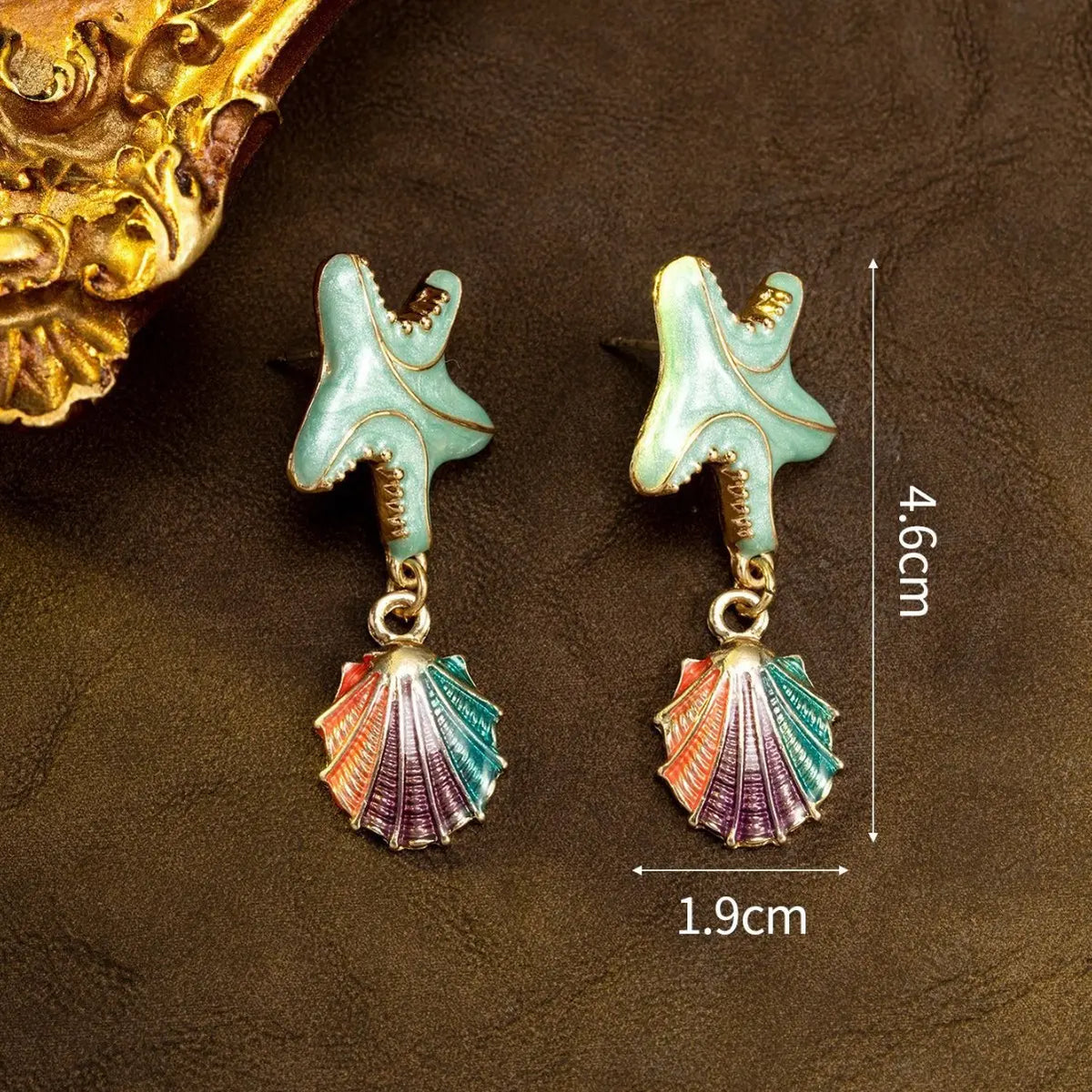 Boucles d'oreilles pendantes Étoiles de mer et Coquillages d'inspiration marine pour Femme