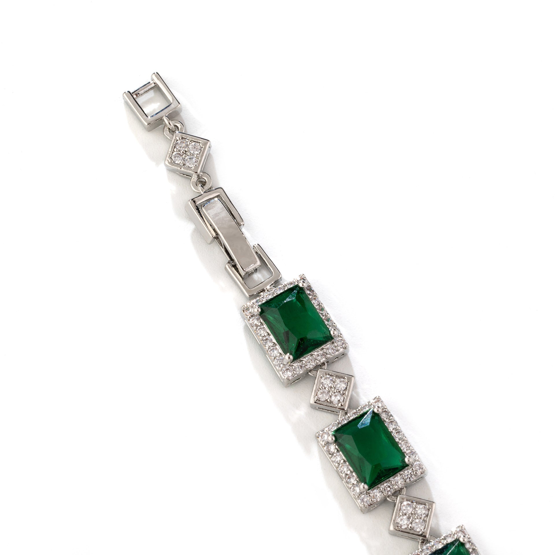 Luxury Emerald Green Square Crystal Jewelry Set – Necklace Earrings Ring for Women