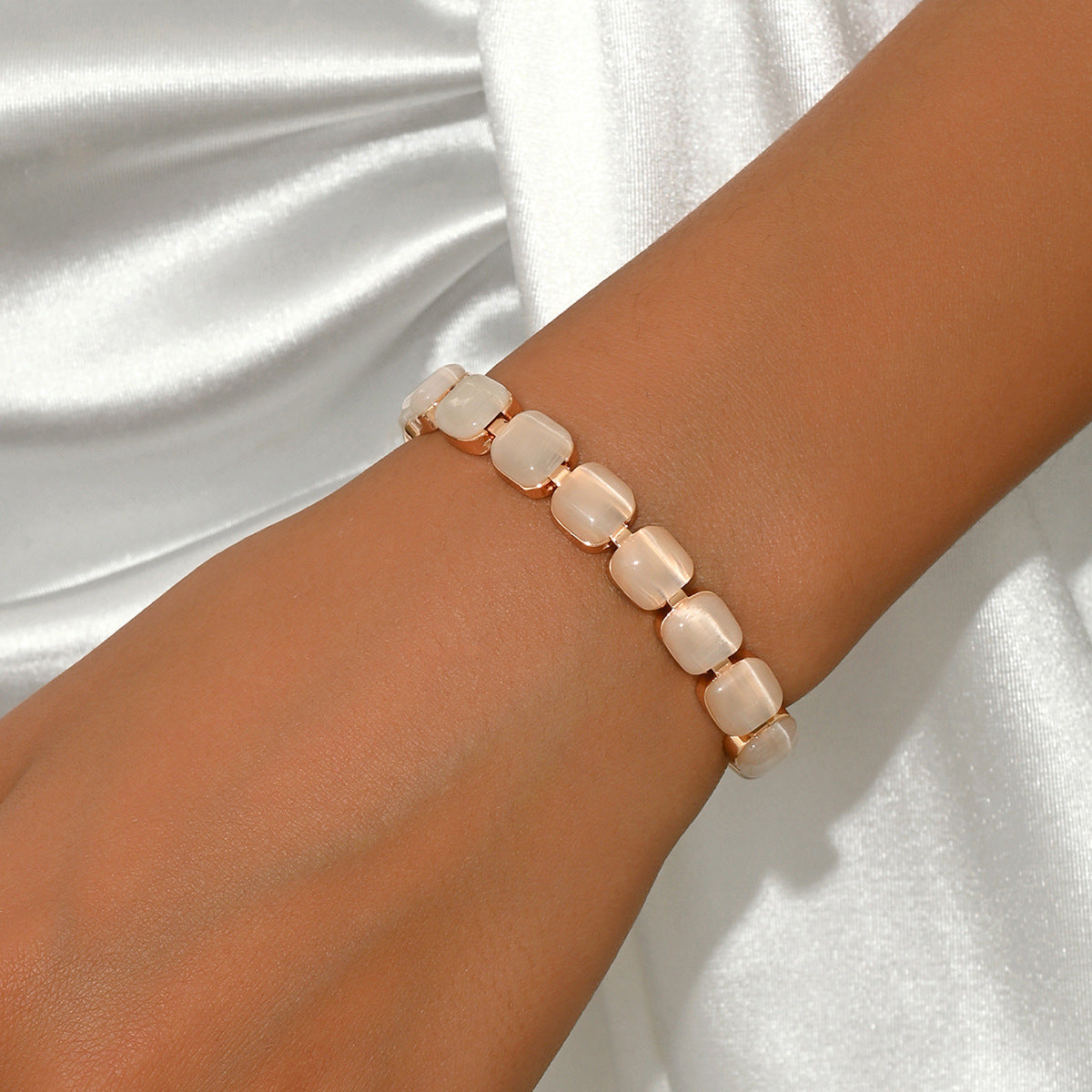 Minimalist square opal bracelet