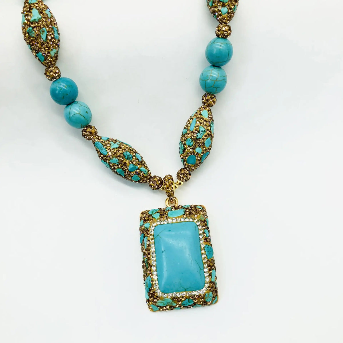 Collier pendentif turquoise pour femme, style rétro, léger et luxueux
