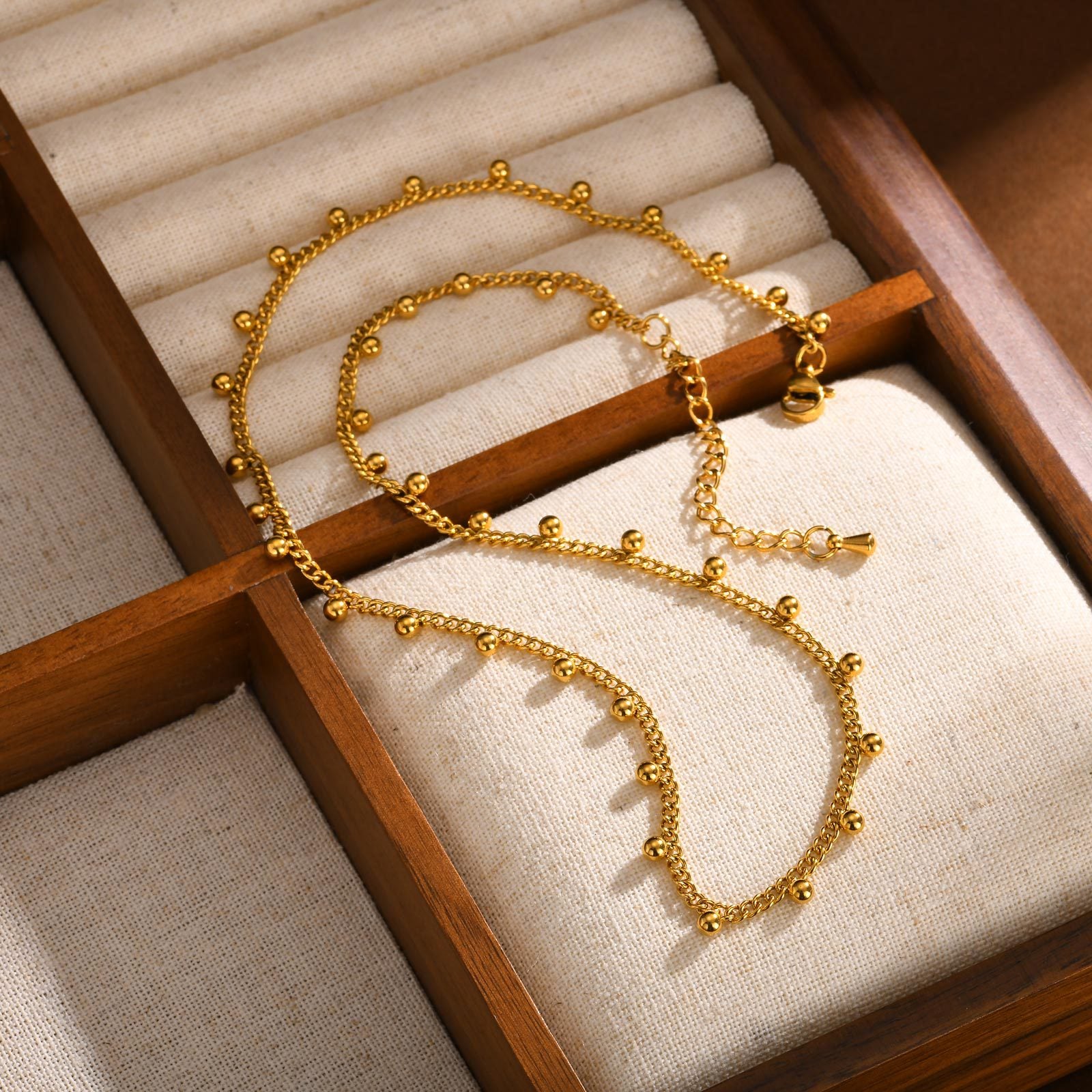 Gold Stainless Steel Bead Bracelet Necklace Series