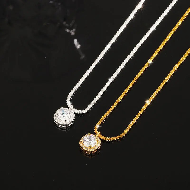 Collier en argent sterling S925 simple avec diamant carré