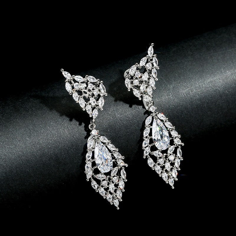 Luxury Zircon Wings Earrings Necklace Set