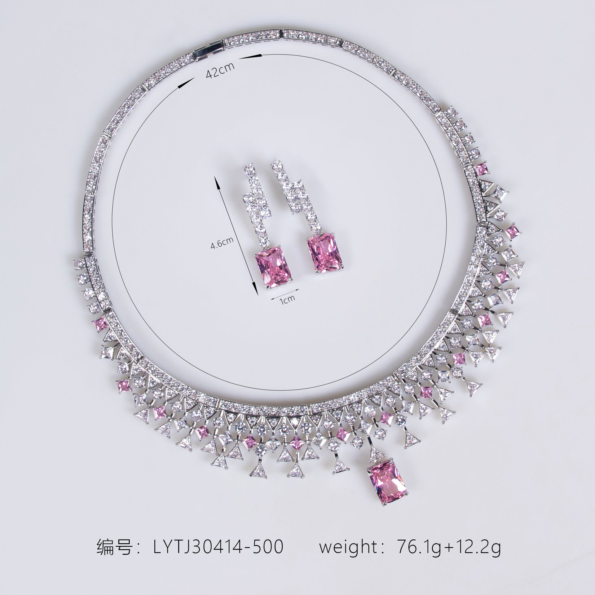 Luxury Emerald Green Crystal Necklace Earrings Jewelry Set for Women