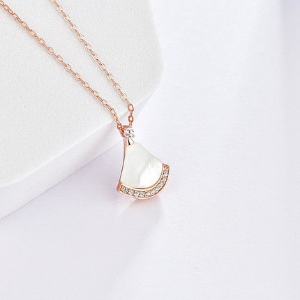 White Fritillary Diamond Fan Necklace