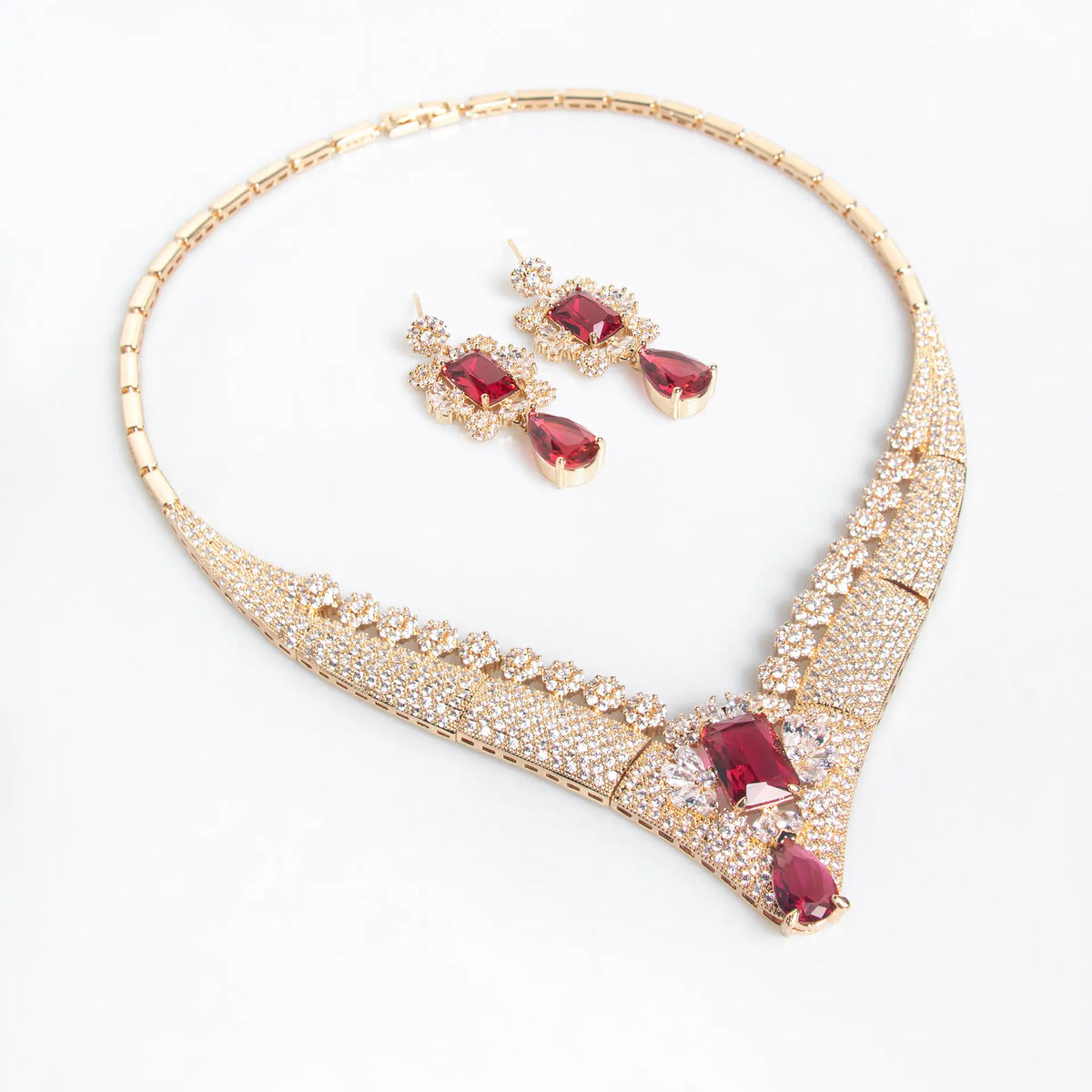Ensemble Collier Boucles d'oreilles Zircon Premium Industries Lourdes Vintage