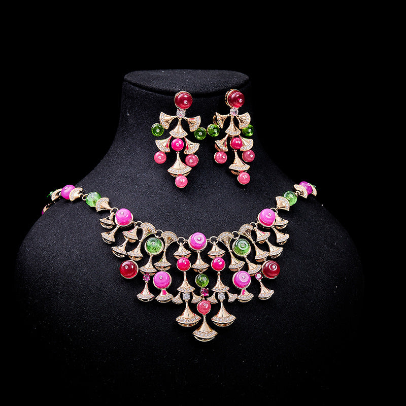 Fan Bead Gold Plated Clavicle Chain