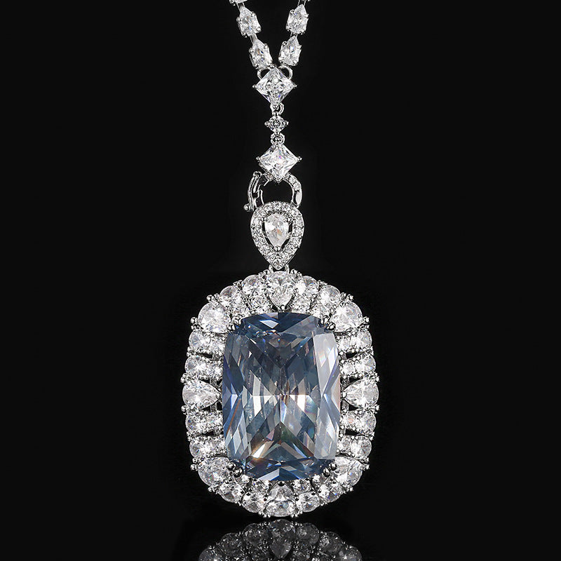 Luxury Cushion Cut Crystal Pendant Necklace for Women