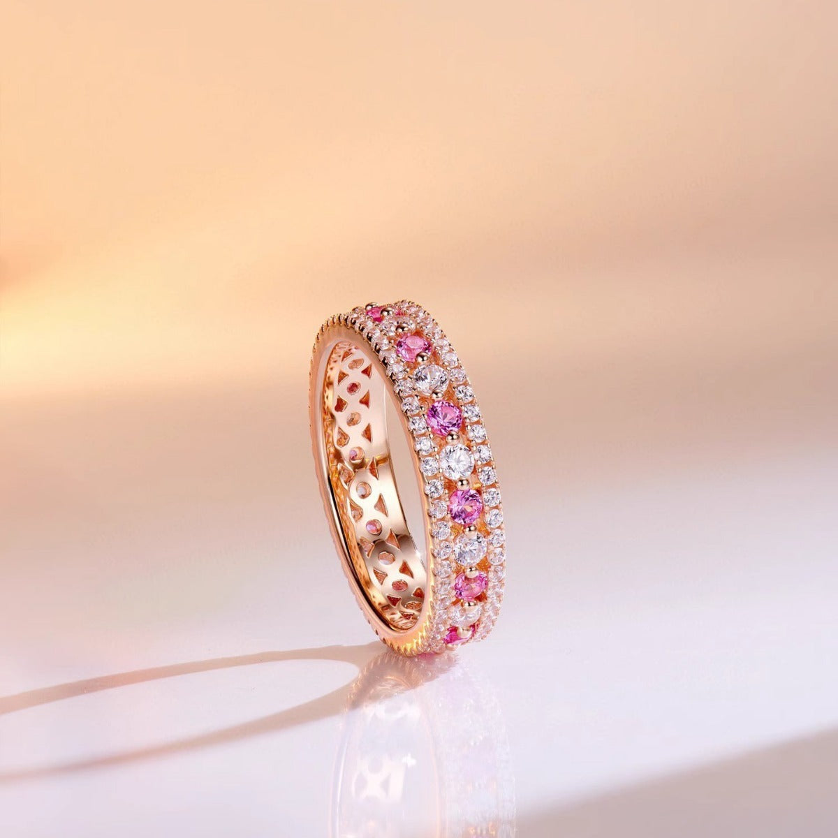 Pink colored diamond ring