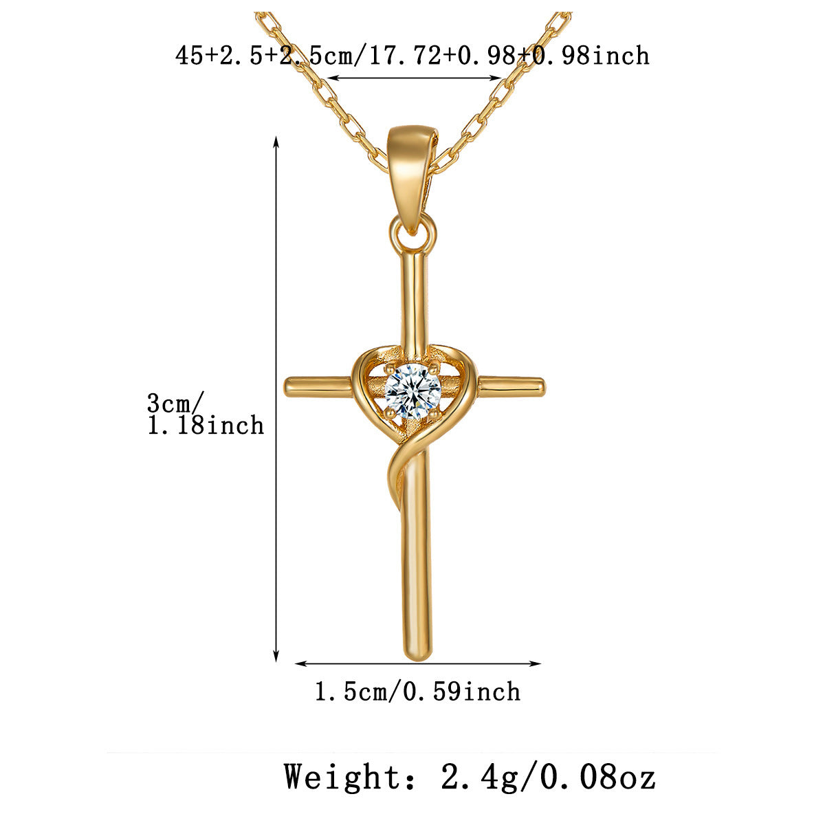 SS925 Sterling Silver Fashion Mozambican Diamond Cross Necklace