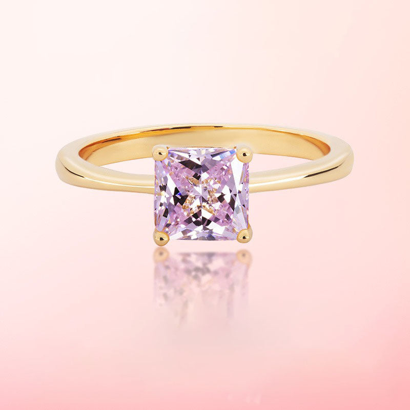 Sterling Silver Rose Gold Pink Diamond Ring