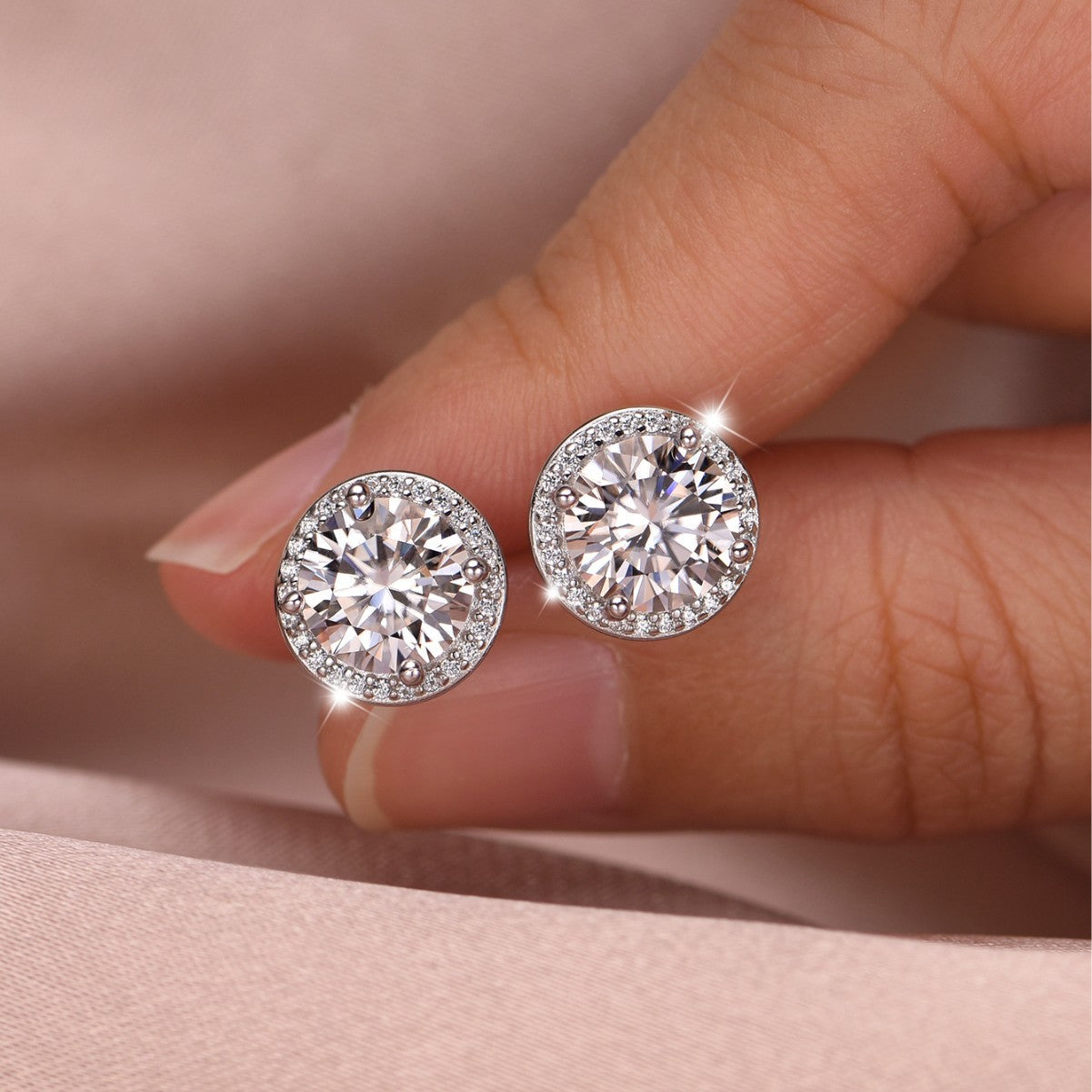 S925 silver light luxury rock sugar moissanite stud earrings