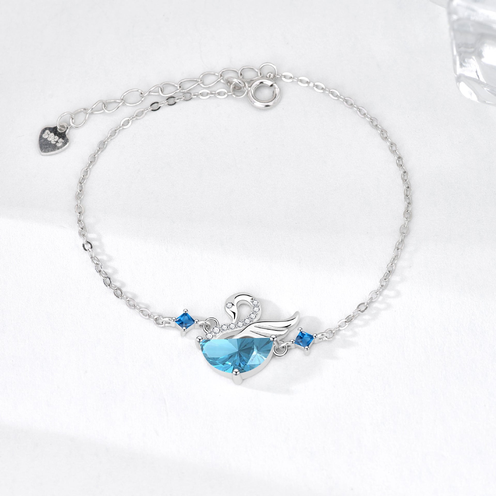 S925 Sterling Silver Swan Zircon Bracelet