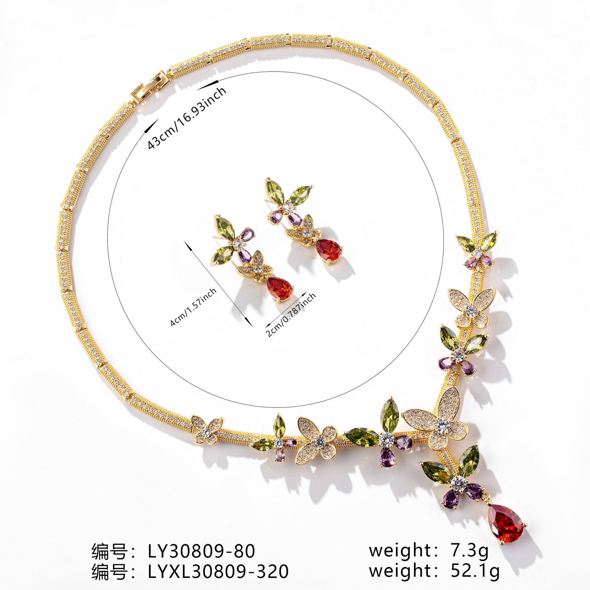 Ensemble collier et boucles d'oreilles fleurs de luxe