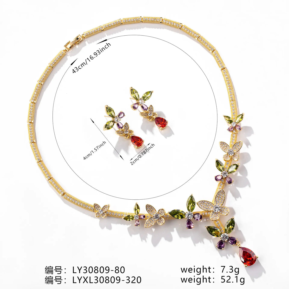 Ensemble collier et boucles d'oreilles fleurs de luxe